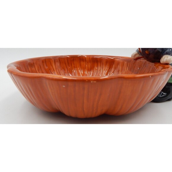 Debbie Mumm Halloween Witch Pumpkin Earthenware Candy Dish Sakura 1998 - Picture 6 of 11